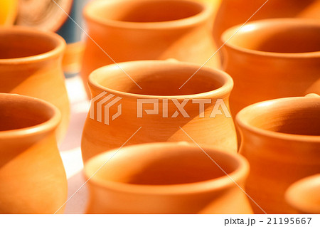 Kulhar - Brown Earthen cups in a row 21195667