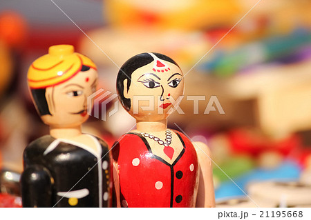 closeup of clay dolls in indian attire, 21195668