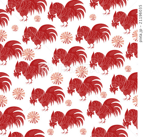 Hand drawn vector seamless pattern with rooster. Hand drawn vector seamless pattern with rooster. 21196035