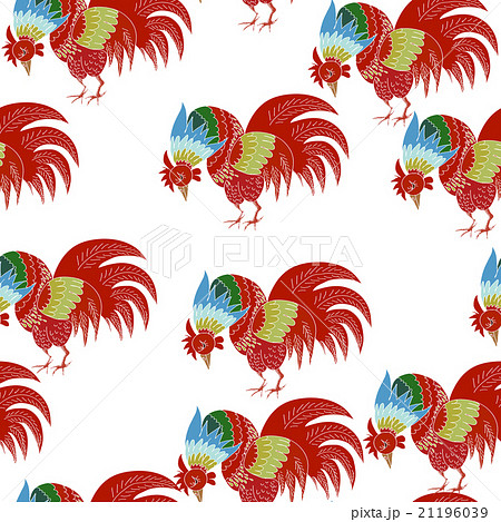 Hand drawn vector seamless pattern with rooster. Hand drawn vector seamless pattern with rooster. 21196039