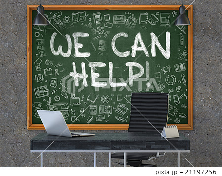 We Can Help - Hand Drawn on Green Chalkboard. 21197256
