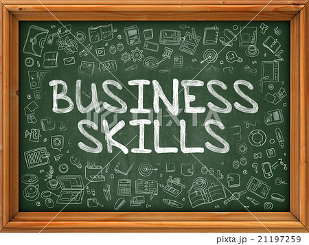 Business Skills - Hand Drawn on Green Chalkboard. 21197259