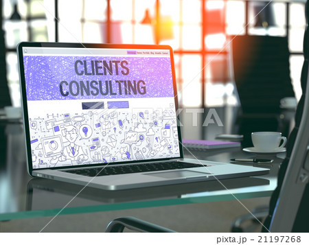 Laptop Screen with Clients Consulting Concept. 21197268