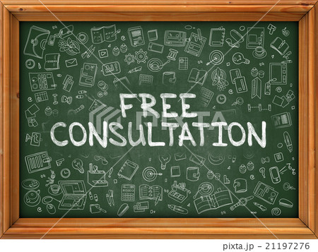 Green Chalkboard with Hand Drawn Free Consultation 21197276