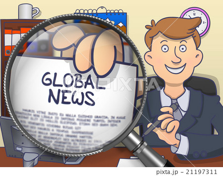 Global News through Magnifier. Doodle Design. 21197311