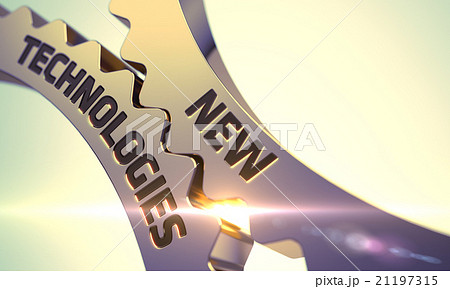 Golden Metallic Cogwheels with New Technologies 21197315