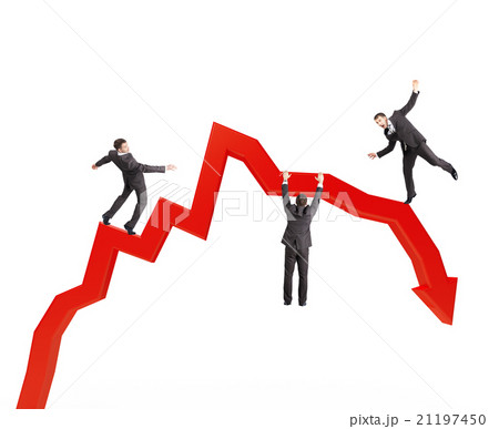 Businessmen falling from arrow 21197450