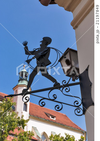 Plumber figure on the wall in Maribor, Slovenia 21197849