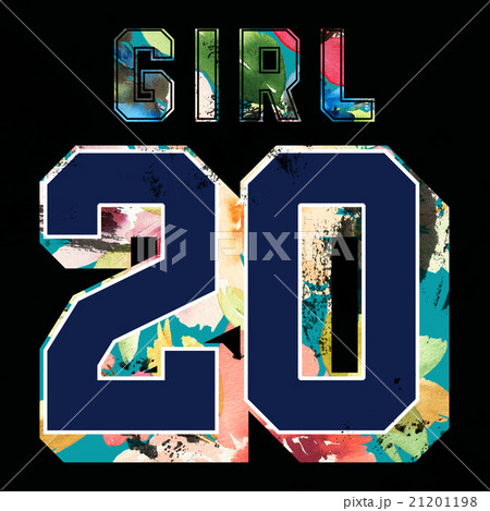 Print on t-shirt floral pattern with number 21201198