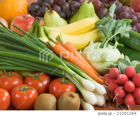 Assortment of fresh vegetables and fruit Assortment of fresh vegetables and fruit 21201264