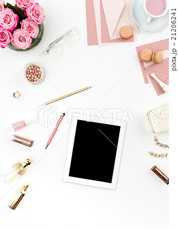 Still life of fashion woman, objects on white Still life of fashion woman, objects on white 21206241