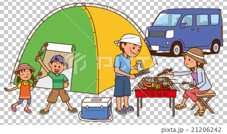 家族でバーベキューをしているイメージイラスト 家族でバーベキューをしているイメージイラスト 21206242