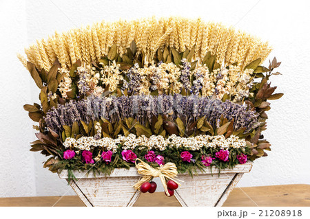 still life of lavenders and grain, Provence,France 21208918