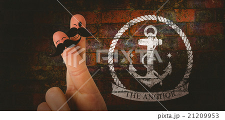 Composite image of fingers with mustache 21209953