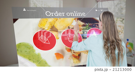 Composite image of hipster pointing with her finger Composite image of hipster pointing with her finger 21213000