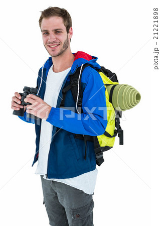 Side view of backpacker hipster 21221898