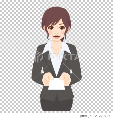 年輕女性的西裝名片交換（肖像） 21229727