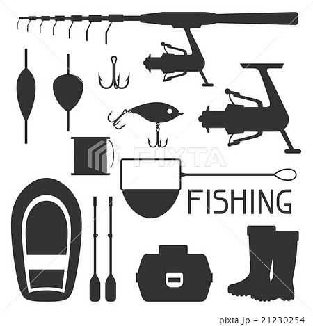 Set of fishing supplies. Objects for decoration Set of fishing supplies. Objects for decoration 21230254