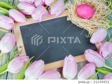 chalk board, tulips and egg chalk board, tulips and egg 21230453