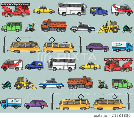 Seamless pattern with cars. Traffic. Doodle set. Seamless pattern with cars. Traffic. Doodle set. 21231880