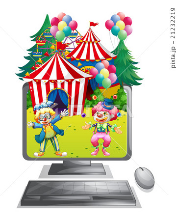 Computer screen with clowns at the circus 21232219