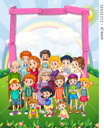 Border design with family members in the park - Stock Illustration  [21232435] - PIXTA
