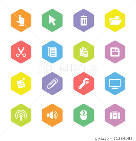 colorful flat computer and technology icon set colorful flat computer and technology icon set 21234092