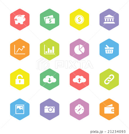 colorful flat finance and technology icon set 21234093