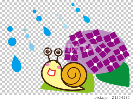 梅雨　カタツムリとアジサイ 21234183