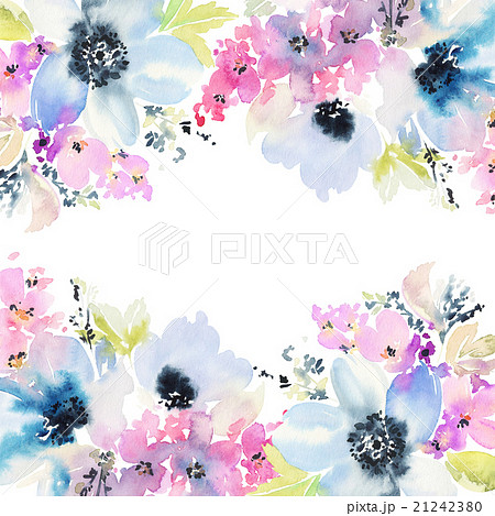Greeting Card With Blooming Flowersのイラスト素材