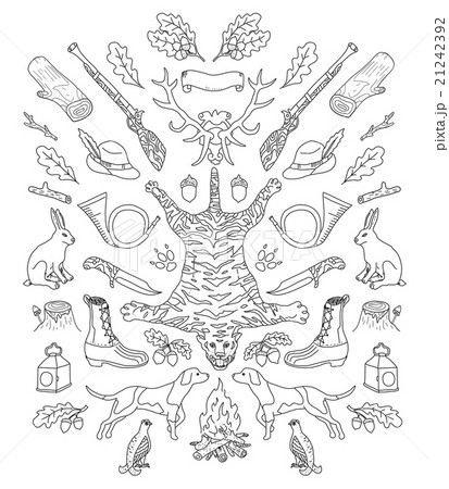 Hunting. Doodle. Vintage decor elements. Hunting. Doodle. Vintage decor elements. 21242392