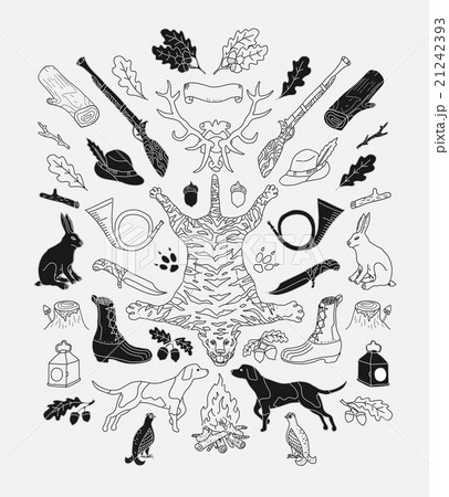 Hunting. Doodle. Vintage decor elements. Hunting. Doodle. Vintage decor elements. 21242393