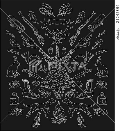 Hunting. Doodle. Vintage decor elements. Hunting. Doodle. Vintage decor elements. 21242394