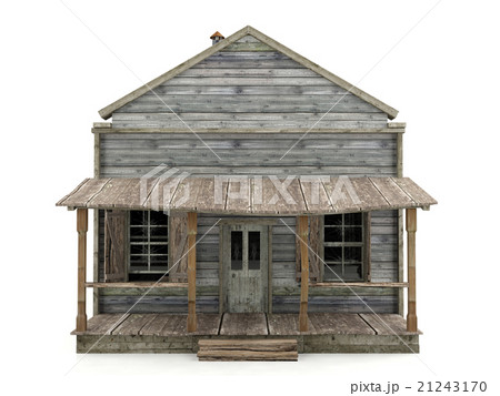 Abandoned house isolated front view 21243170