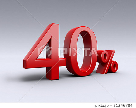 40 percent discount on light background. 3D number 21246784