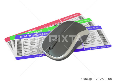 Airline tickets and mouse - Online booking concept 21251160