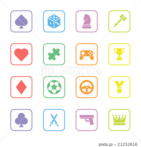 colorful flat game icon set rounded rectangle 21252616
