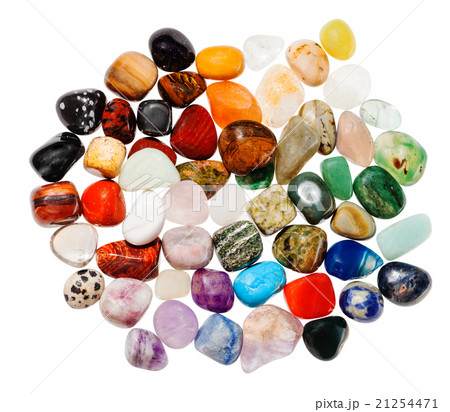 top view many polished natural mineral gemstones top view many polished natural mineral gemstones 21254471