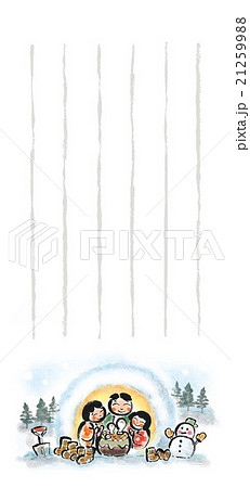 【一筆箋】和風イラスト・雪・冬景色・かまくら 21259988