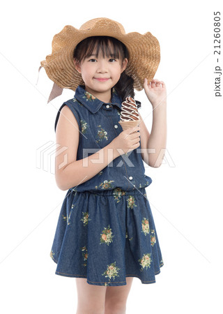 Beautiful Asian girl with ice cream Beautiful Asian girl with ice cream 21260805