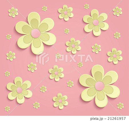 Flowers Spring paper 3D pink yellow vector 21261957