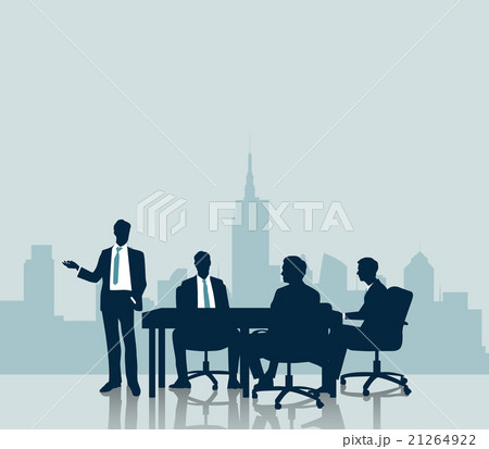 Silhouette Business meeting with city background Silhouette Business meeting with city background 21264922