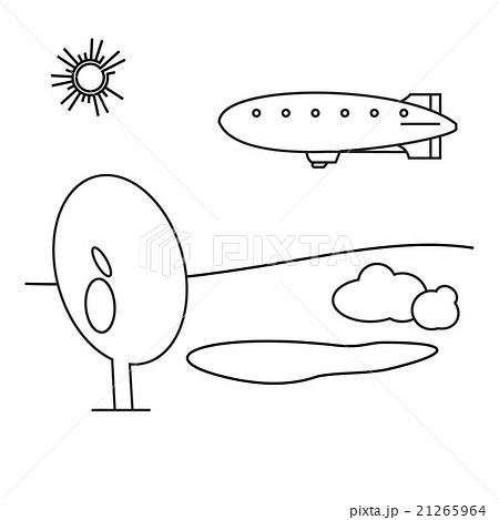 Image of outline aerostat, trees, mountain 21265964