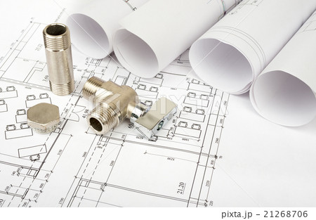 Architecture plan and rolls of blueprints Architecture plan and rolls of blueprints 21268706