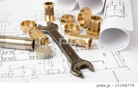 Architecture plan and rolls of blueprints 21268776