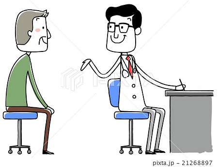 イラスト素材 医師と高齢者の患者のイラスト素材