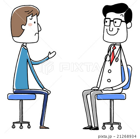 イラスト素材 医師と患者 若い男性のイラスト素材