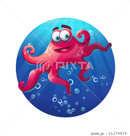 Underwater cartoon comic octopus in ocean Underwater cartoon comic octopus in ocean 21274974