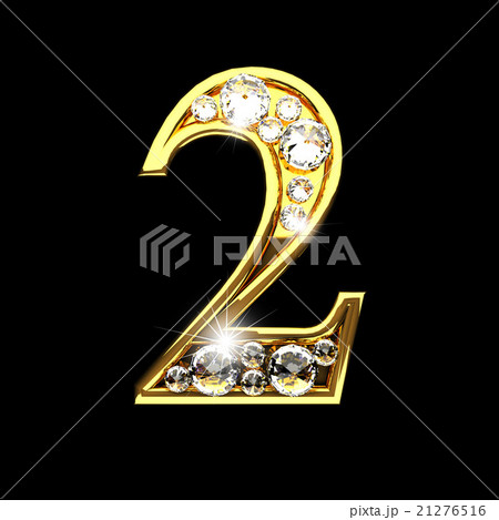 2 isolated golden letters with diamonds on black 21276516