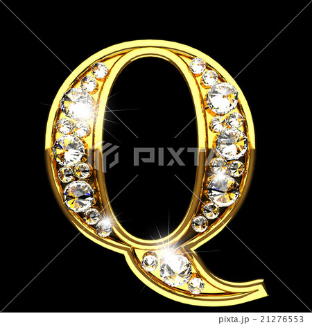 q isolated golden letters with diamonds on black 21276553